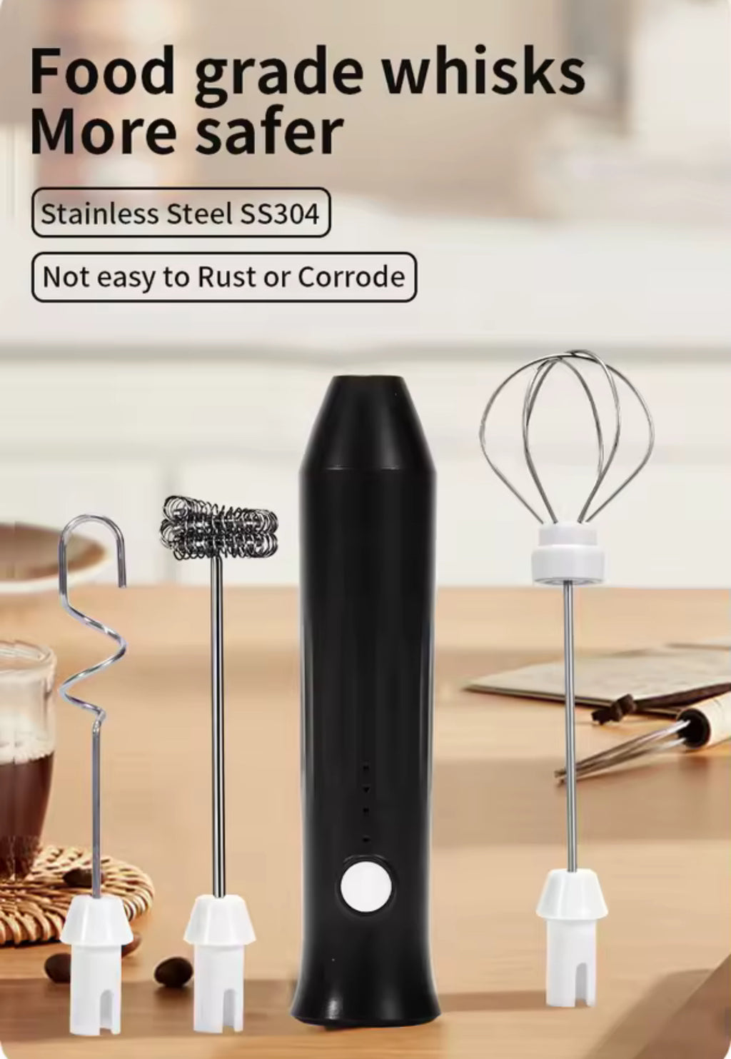 Electric Handheld Frother for Coffee, Cold Foam & Matcha (Type-C)