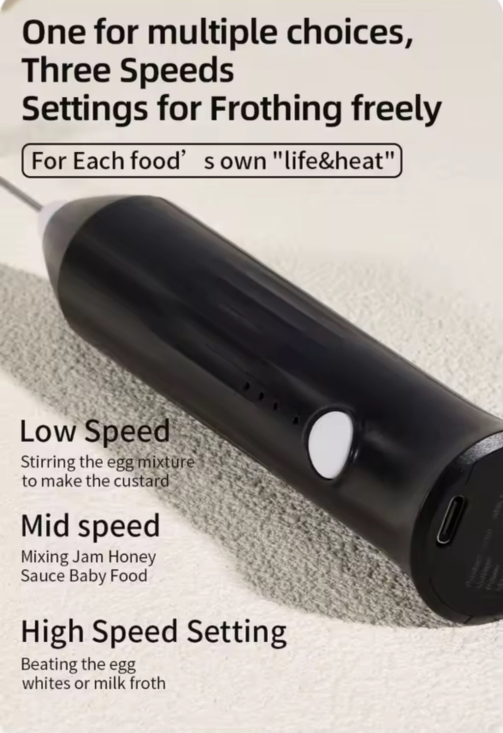 Electric Handheld Frother for Coffee, Cold Foam & Matcha (Type-C)