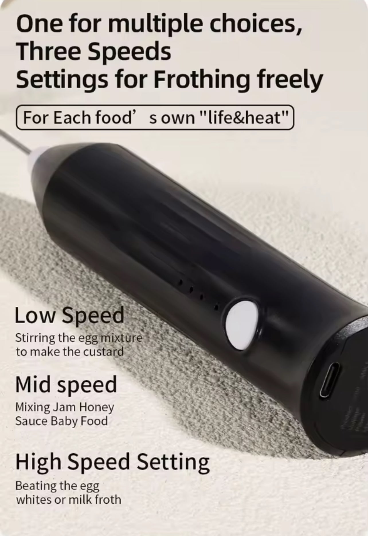 Electric Handheld Frother for Coffee, Cold Foam & Matcha (Type-C)