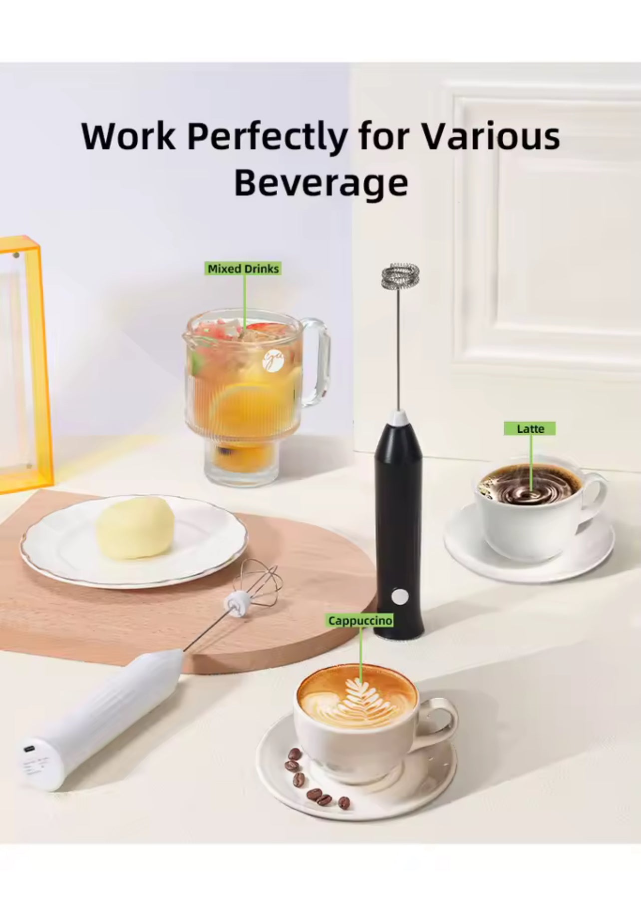 Electric Handheld Frother for Coffee, Cold Foam & Matcha (Type-C)