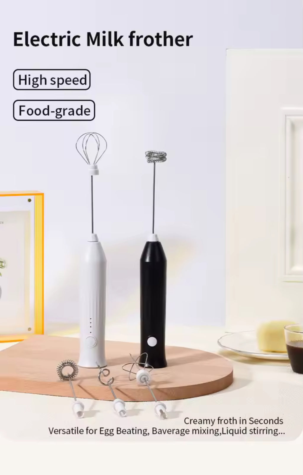 Electric Handheld Frother for Coffee, Cold Foam & Matcha (Type-C)